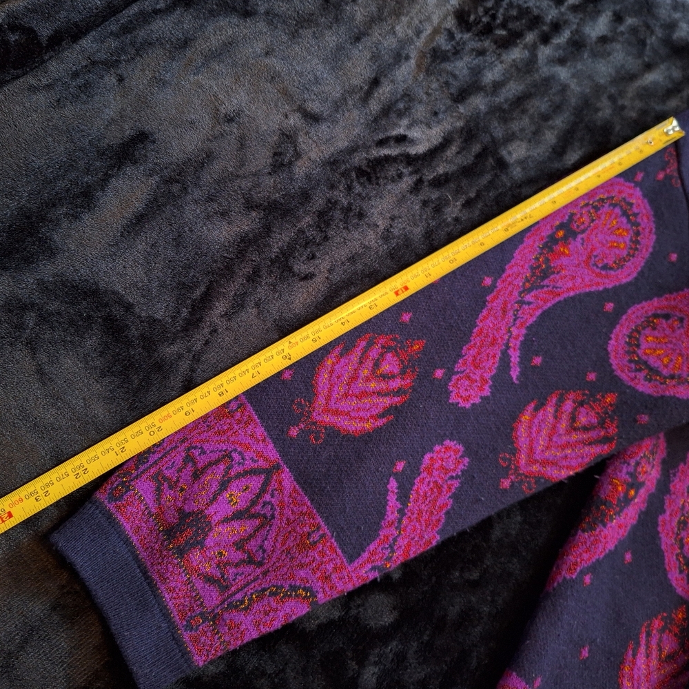Vintage Jeanne Pierre Purple & Blue Cardigan Paisley Pattern - Picture 9 of 12